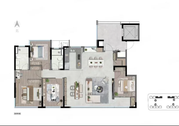 4室2厅2卫 139㎡户型图