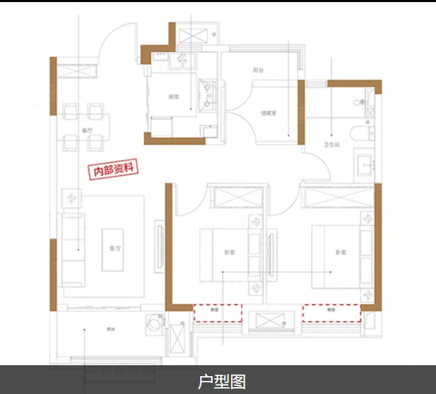  3室2厅1卫 87㎡户型图