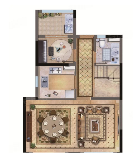  3室2厅2卫 113㎡户型图