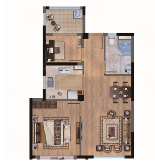  2室1厅1卫 67㎡户型图