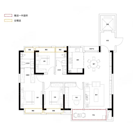  4室2厅2卫 138㎡户型图