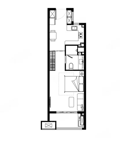  1室1厅1卫 60㎡户型图