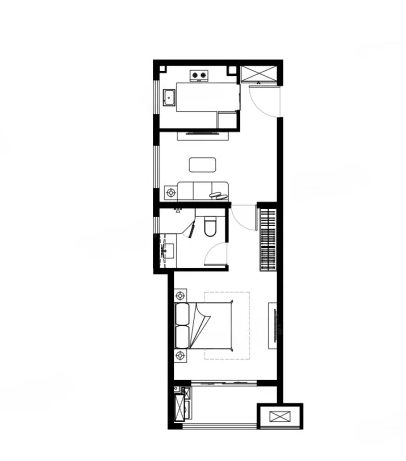  1室2厅1卫 70㎡户型图