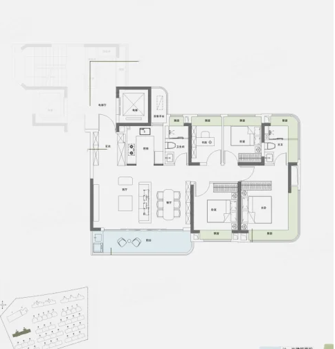  4室2厅2卫 126㎡户型图
