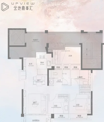  3室2厅1卫 89㎡户型图