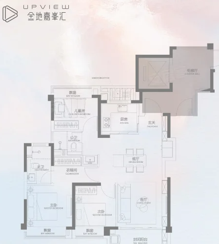  3室2厅2卫 102㎡户型图