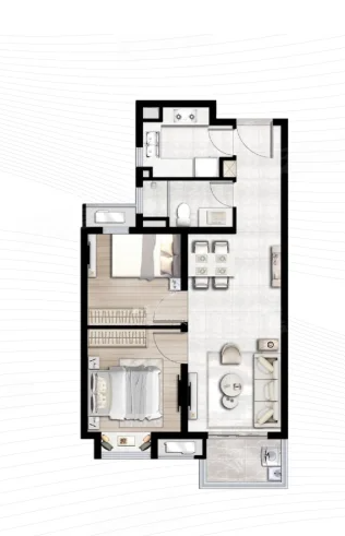  2室2厅1卫 69㎡户型图