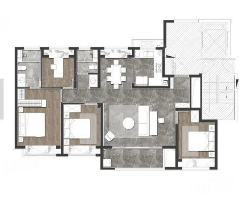  4室2厅2卫 136㎡户型图