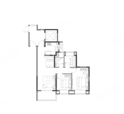  3室2厅1卫 89㎡户型图