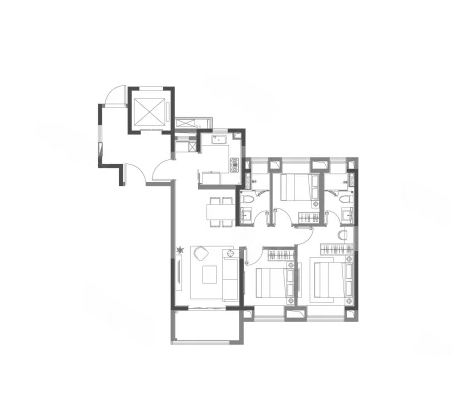  3室2厅2卫 99㎡户型图