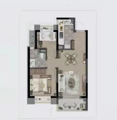  2室2厅1卫 70㎡户型图