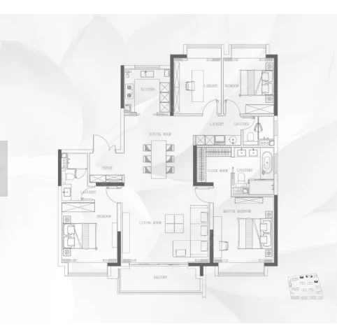  4室2厅3卫 191㎡户型图