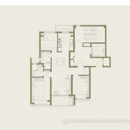  3室2厅3卫 104㎡户型图