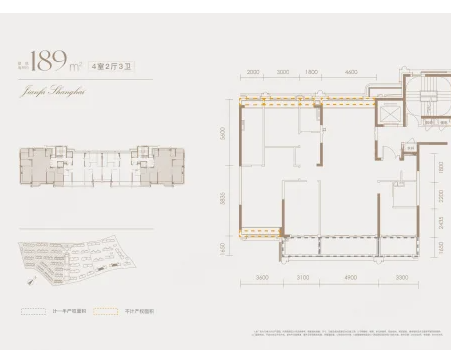  4室2厅3卫 189㎡户型图