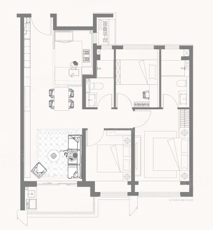  3室2厅2卫 99㎡户型图