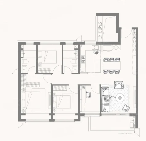  4室2厅2卫 130㎡户型图