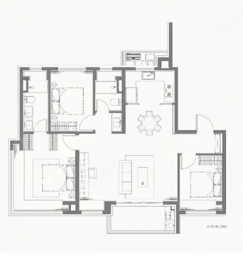  3室2厅2卫 126㎡户型图
