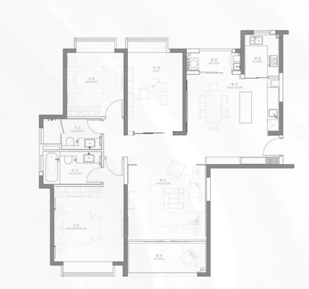  3室2厅2卫 147㎡户型图