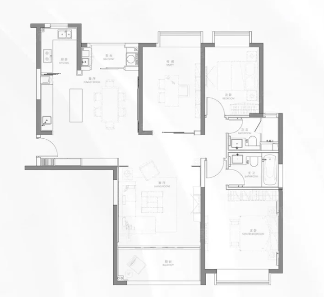  3室2厅2卫 147㎡户型图