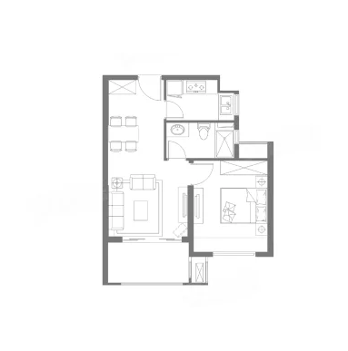  1室1厅1卫 63㎡户型图