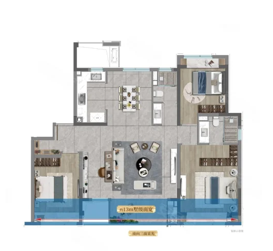  3室2厅2卫 125㎡户型图