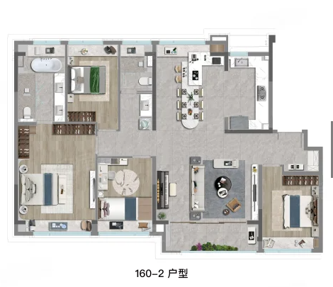 4室2厅2卫 160㎡户型图