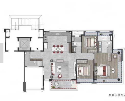  4室2厅3卫 203㎡户型图