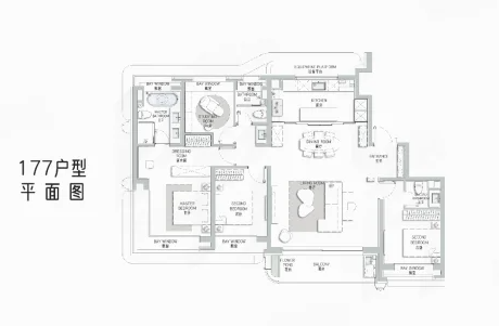  4室2厅3卫 177㎡户型图