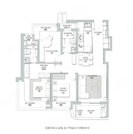  3室2厅2卫 120㎡户型图