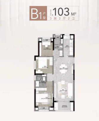  3室2厅2卫 100㎡户型图