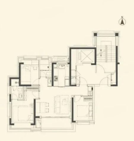  3室2厅2卫 102㎡户型图
