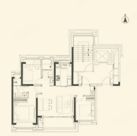  3室2厅2卫 102㎡户型图