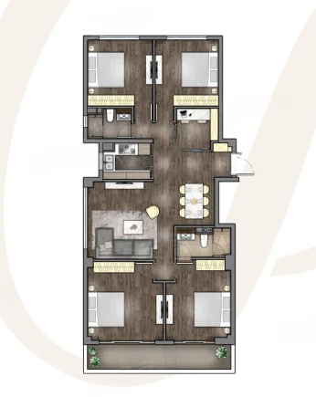  4室2厅2卫 153㎡户型图