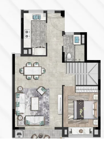  4室2厅2卫 117㎡户型图
