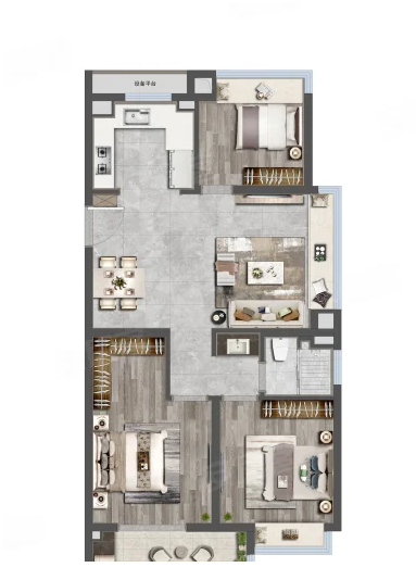  3室2厅1卫 95㎡户型图