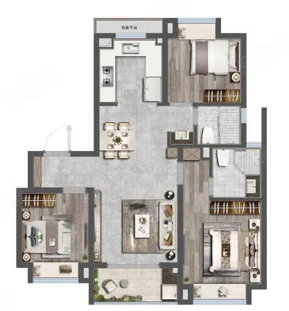  3室2厅2卫 99㎡户型图