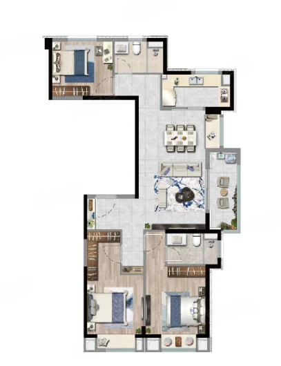  3室2厅2卫 120㎡户型图