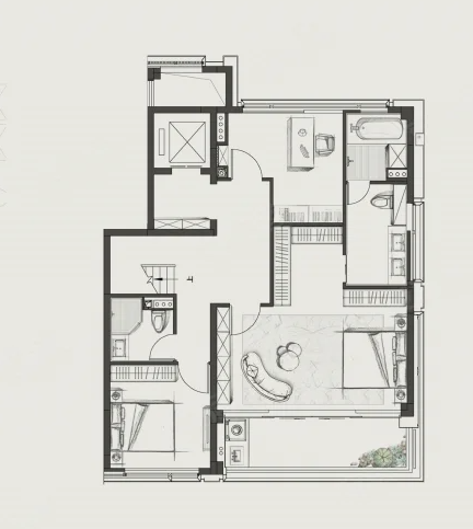  4室2厅2卫 220㎡户型图