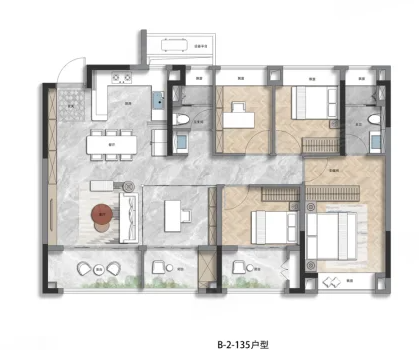  4室2厅2卫 135㎡户型图
