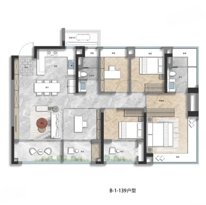 4室2厅2卫 139㎡户型图