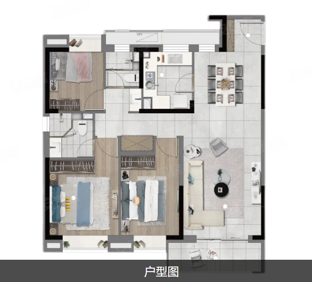  3室2厅2卫 118㎡户型图