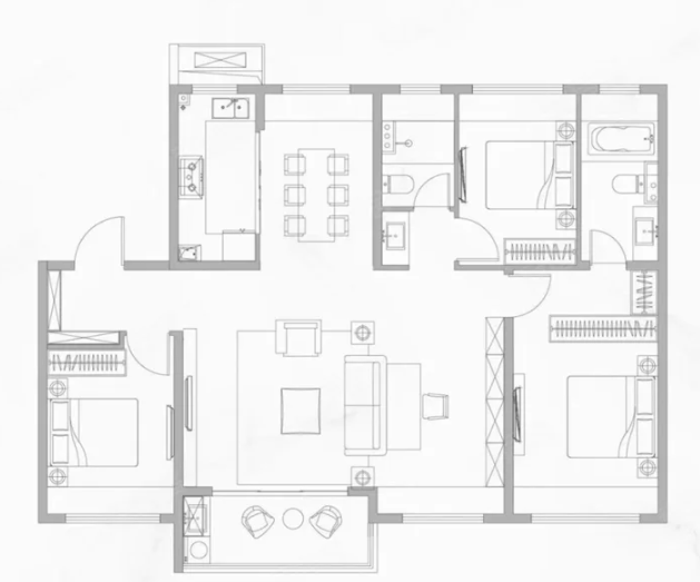  3室2厅2卫 135㎡户型图