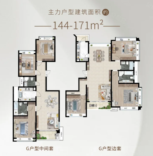  3室2厅2卫 144㎡户型图