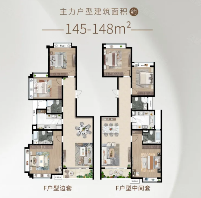  3室2厅2卫 145㎡户型图