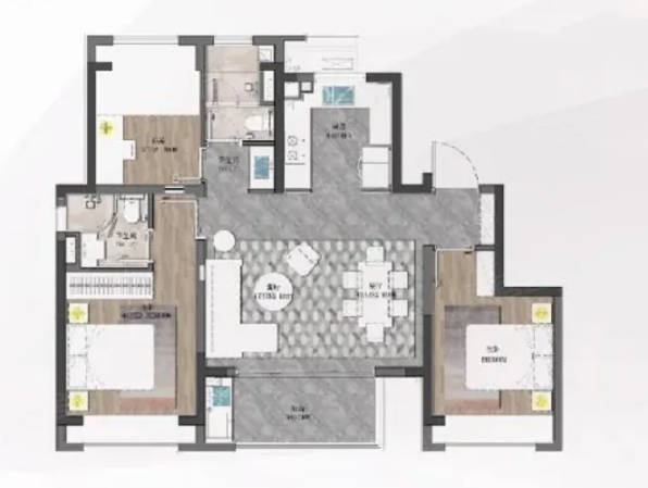  3室2厅2卫 100㎡户型图