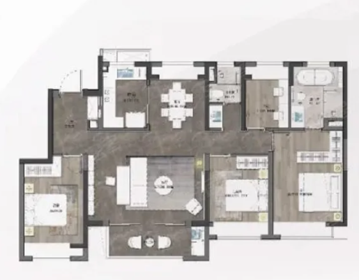  4室2厅2卫 136㎡户型图