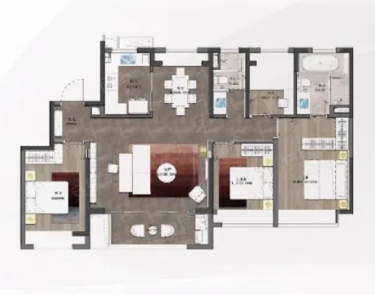  4室2厅2卫 132㎡户型图
