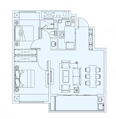  2室2厅1卫 79㎡户型图