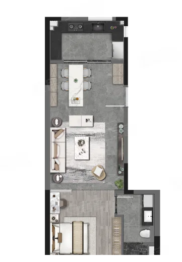  1室1厅1卫 90㎡户型图