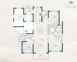  3室2厅3卫 148㎡户型图